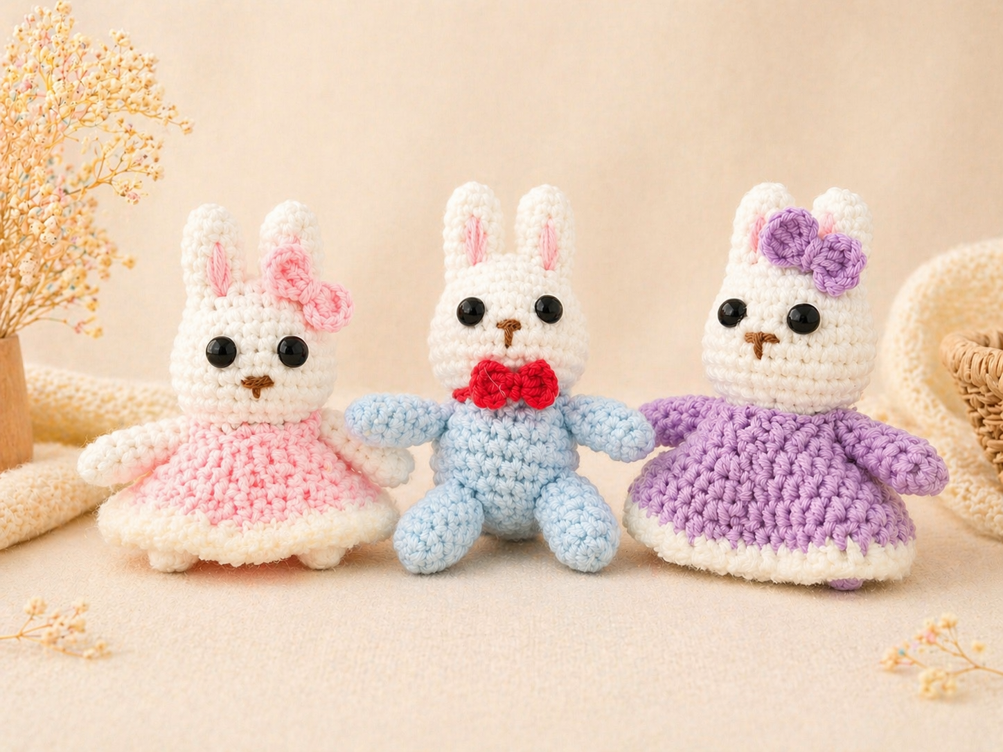 Crochet rabbit family set